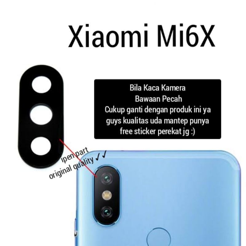 Kaca kamera lensa Camera Belakang Xiaomi Mi6X Mia2 Original