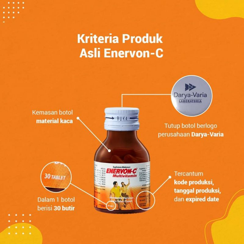 Enervon C Multivitamin Kemasan Botol Isi 30 Tablet