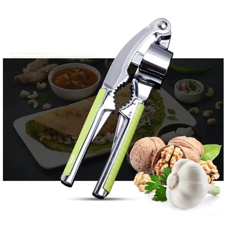 2in1 Penghancur Bawang &amp; Pemecah Cangkang Kulit Stainless Garlic Press