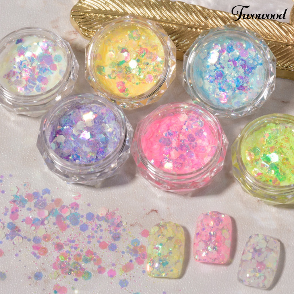 1 Kotak Sequin Glitter Flake Luminous Fluorescent Untuk Dekorasi Nail Art