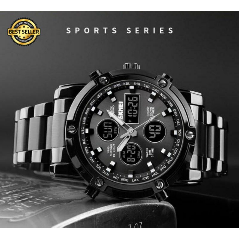 KMEI Jam Tangan 1389 Kasual Pria Digital Analog Tali  Stainless Steel Anti Air  SmartWatch Sport Tah