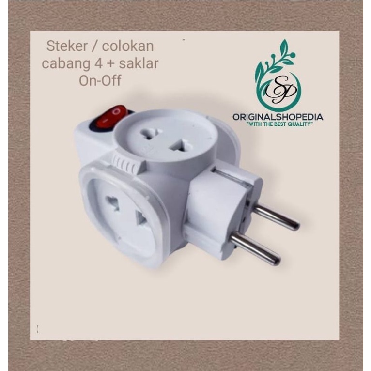 STEKER T LUBANG 4 SAMBUNGAN T LISTRIK 4 LUBANG GEPENG BULAT COLOKAN T TEMBOK SAKLAR