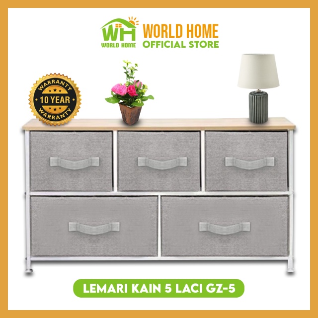 Lemari 2 Tingkat 5-Laci Lemari Sisi Ranjang Lemari Linen GZ-5