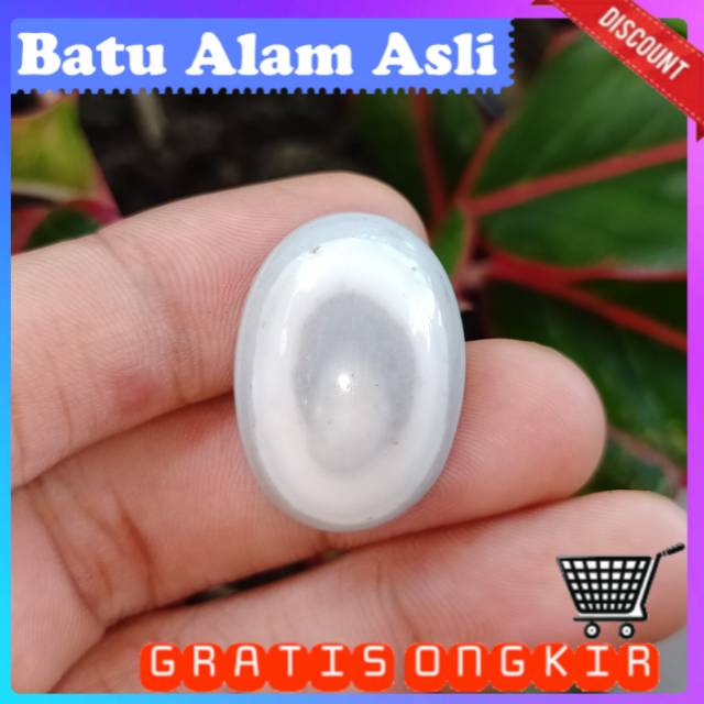 Batu akik putih motif mata unik langka natural alam batu cincin