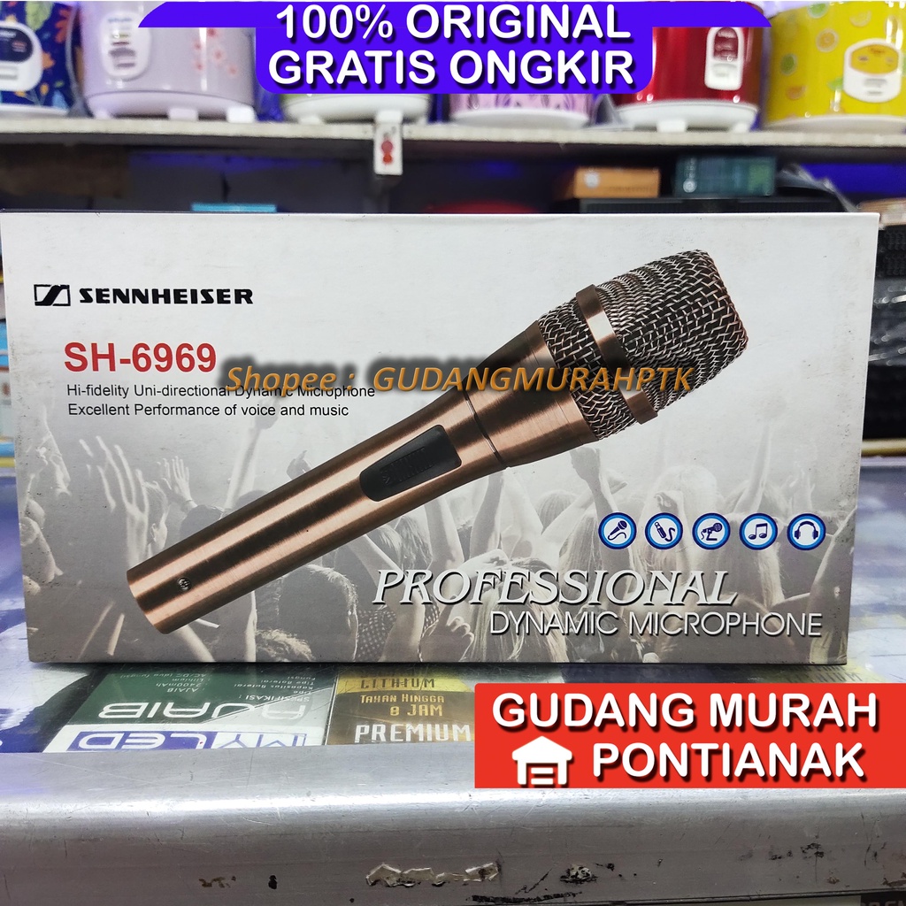 Mic SENNHEISER ORIGINAL SH-6969 ASLI Kualitas TOP Jernih SEPUL BAGUS dan Berat