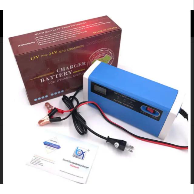 Power supply charger aki motor mobil 10A 12v - 24v baterai car adaptor 10 ampere 12 volt - 24 volt