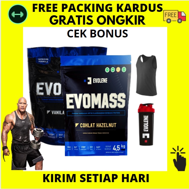 EVO MASS GAINER EVOMASS 10 LBS EVOLENE BPOM HALAL 10LBS 10LB LB 4.5 KG 4.5KG KILO GRAM 4,5 4,5KG ++ EVOMAS MAS GAIN BERAT BADAN COKLAT / HAZELNUT SUSU PROTEIN PRO VANILA ICE CREAM VANILLA PENGGEMUK