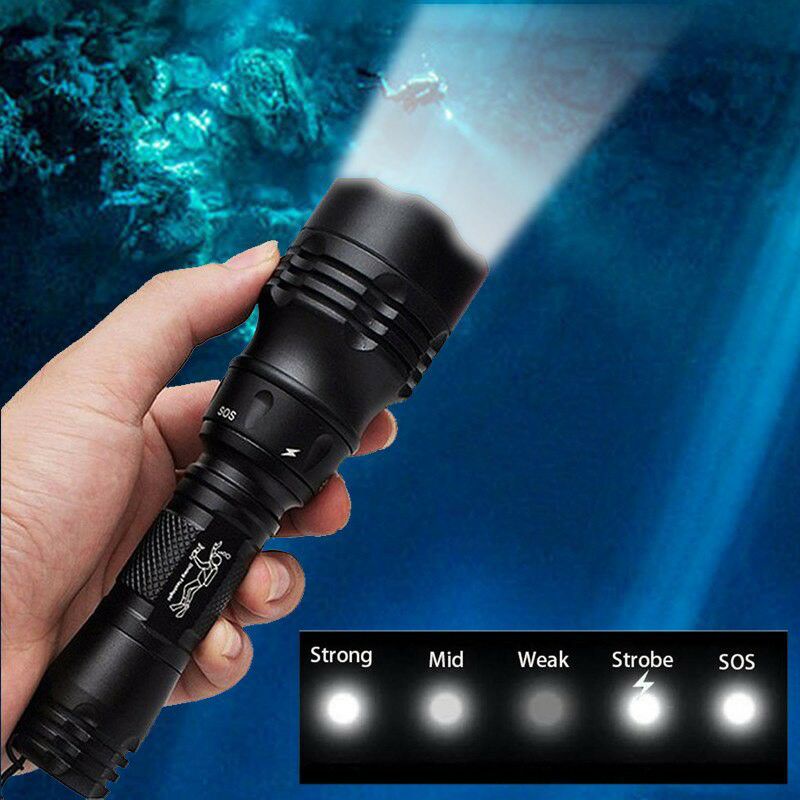 ZXT-T6 Paket Senter Selam Scuba Diving Waterproof LED XM-L T6 Air Laut 5 Mode 50M Super Terang