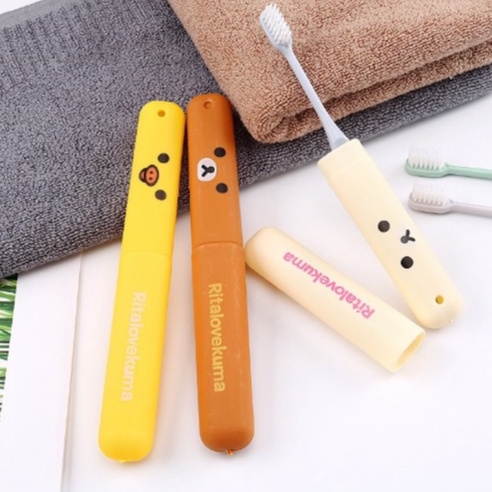 Tempat Sikat Gigi Rilakuma Kotak Penyimpanan Sikat Gigi Travel Motif Rilakuma/Kotak sikat gigi karakter tempat simpan sikat gigi kotak penyimpana/Tempat penyimpanan sikat gigi travelling motif lucu pratis multifungsin travel toothbrush box