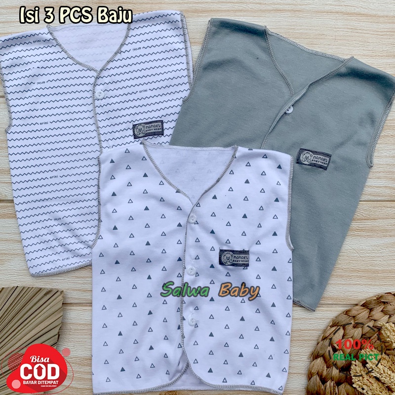 3 PCS Baju Bayi Baru Lahir Lengan Kutung Daleman Bayi Almeera Baby and Kids