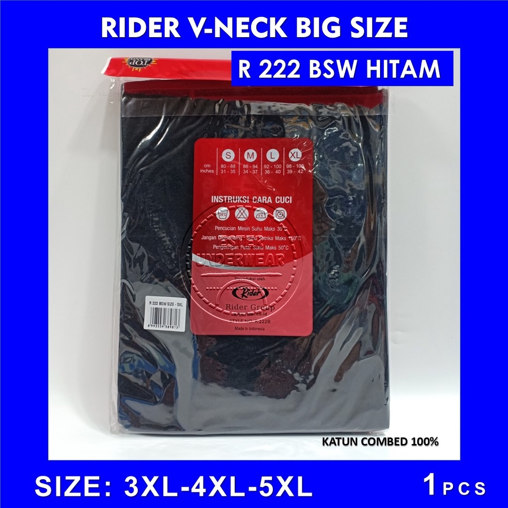 KAOS DALAM PRIA BIG SIZE V-NECK RIDER R 222 BSW ISI 1Pcs