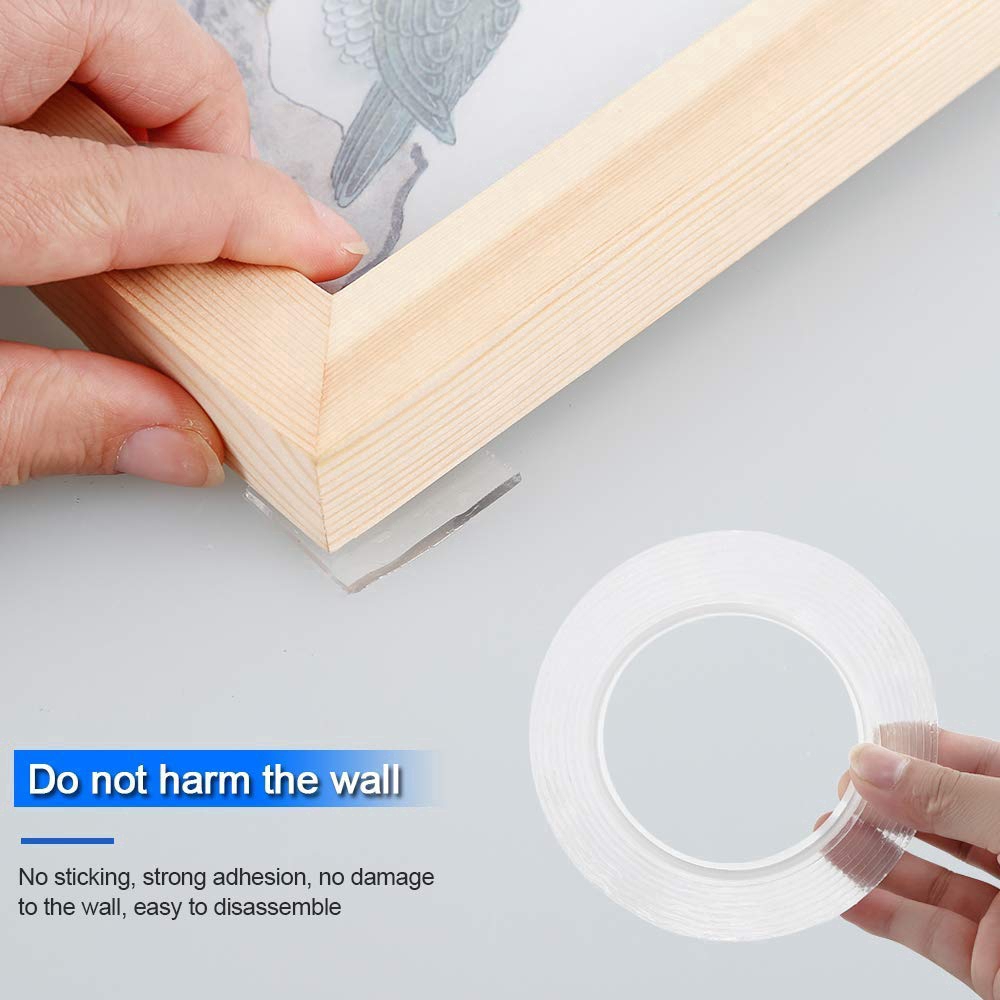 Nano Double Sided Tape Reusable / Multifunction Removable Washable Traceless Gel Grip Tape/Clear Sticky Adhesive Non-Slip Mounting Tape Heavy Duty for Home/Office Fix Carpet Mats