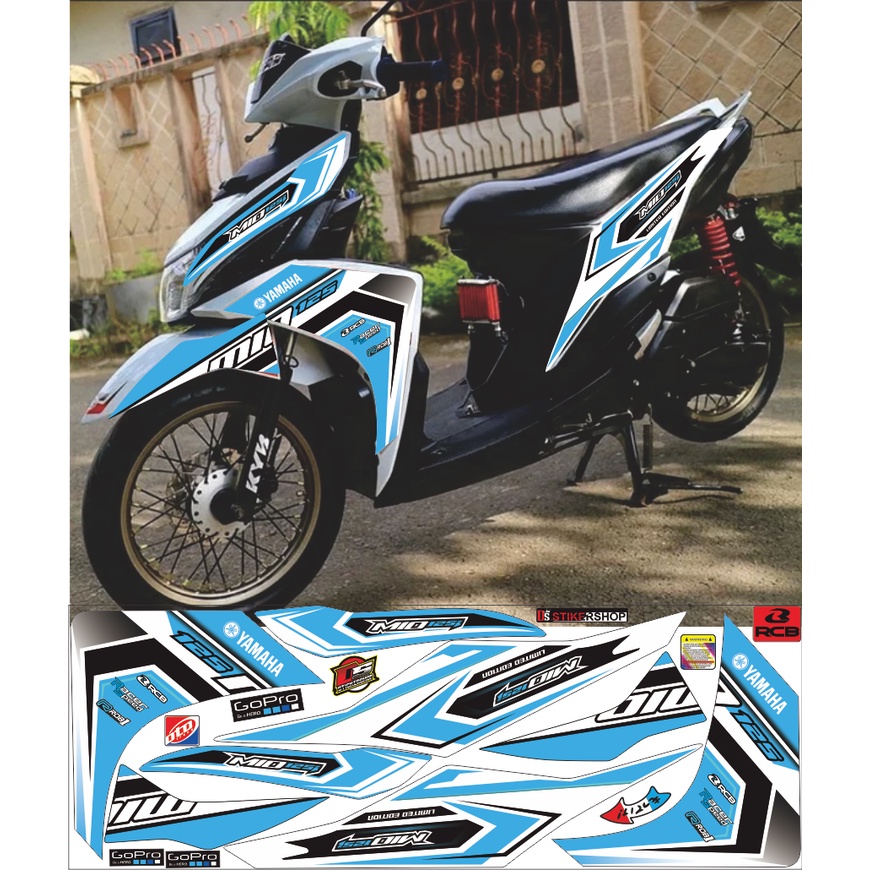 STRIPING MIO M3/MIO Z CONCEPT RACING WARNA PUTIH LIS BIRU MUDA