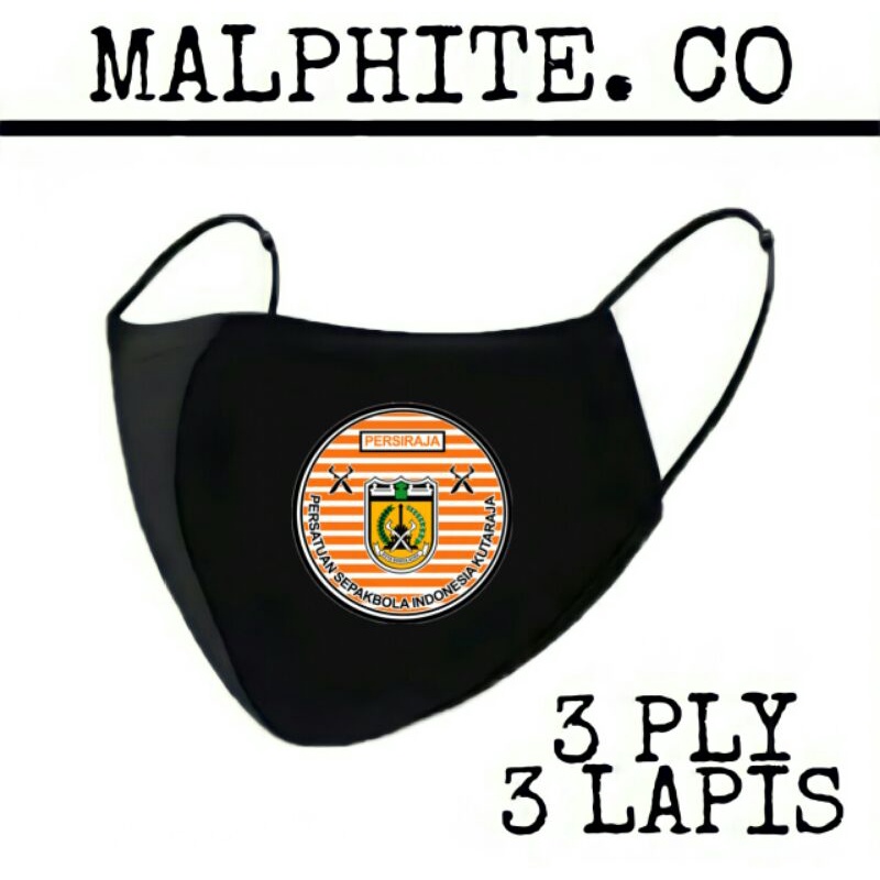 Masker Kain 3 Lapis 3 Ply Scuba Hijab Motif Logo Gambar Club Klub Bola Persiraja Banda Aceh 3ply 3d