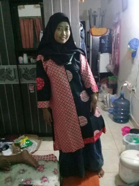 Dress Batik Tunik Zipper Seling Koin Merah 16-24