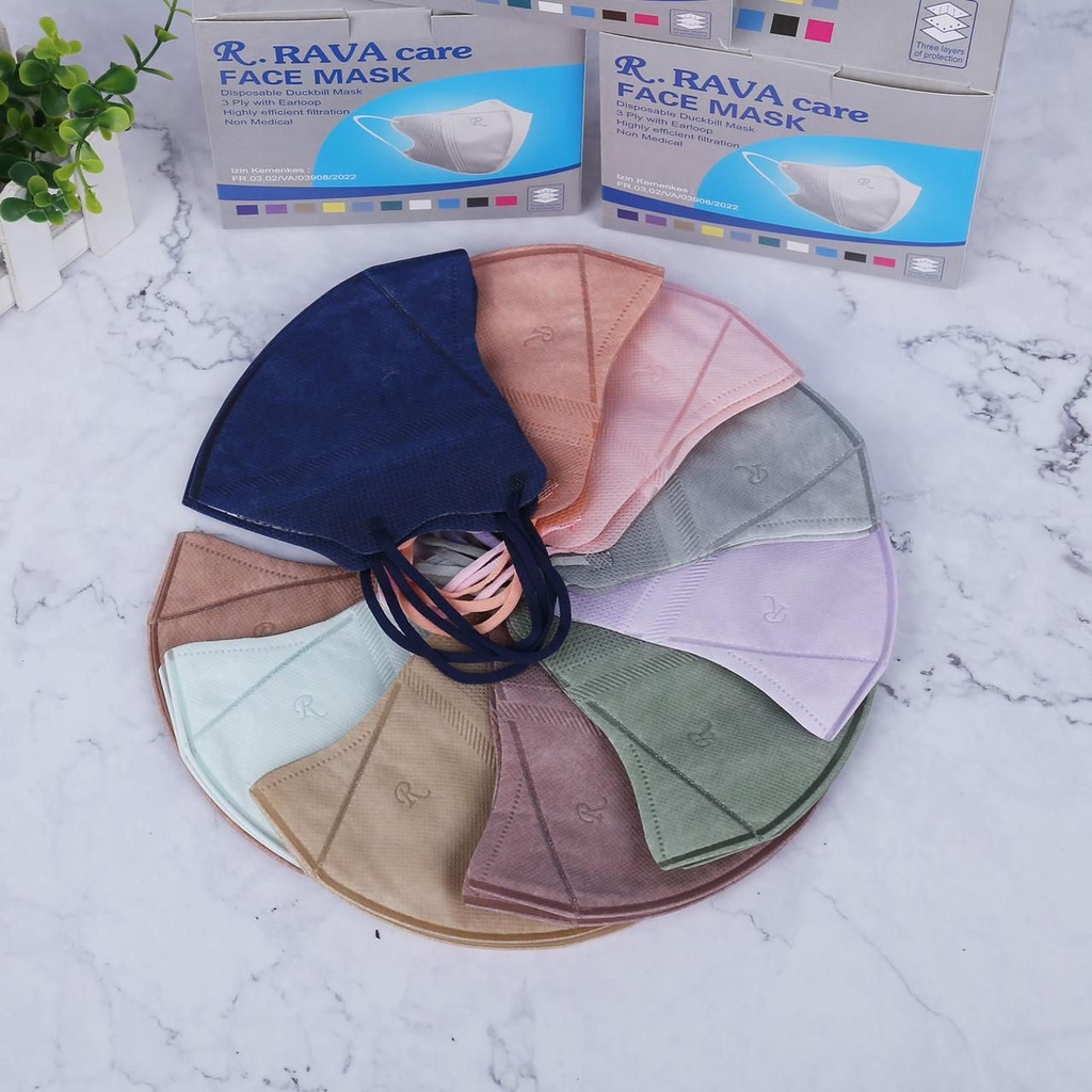 MASKER DUCKBILL CAREION FACEMASK WARNA ISI 50PC-DB MIX RAVA