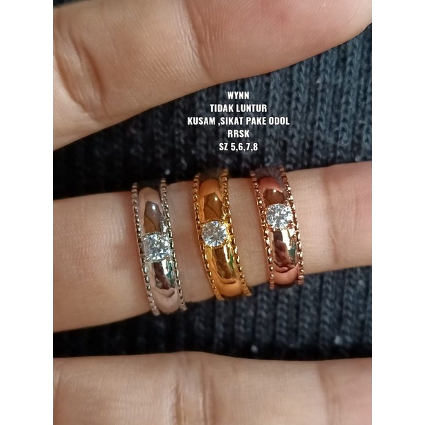 Cincin wynn tidak luntur,tidak berkarat,cincin tunangan, perkawinan,kado dll,kusam sikat pake odol