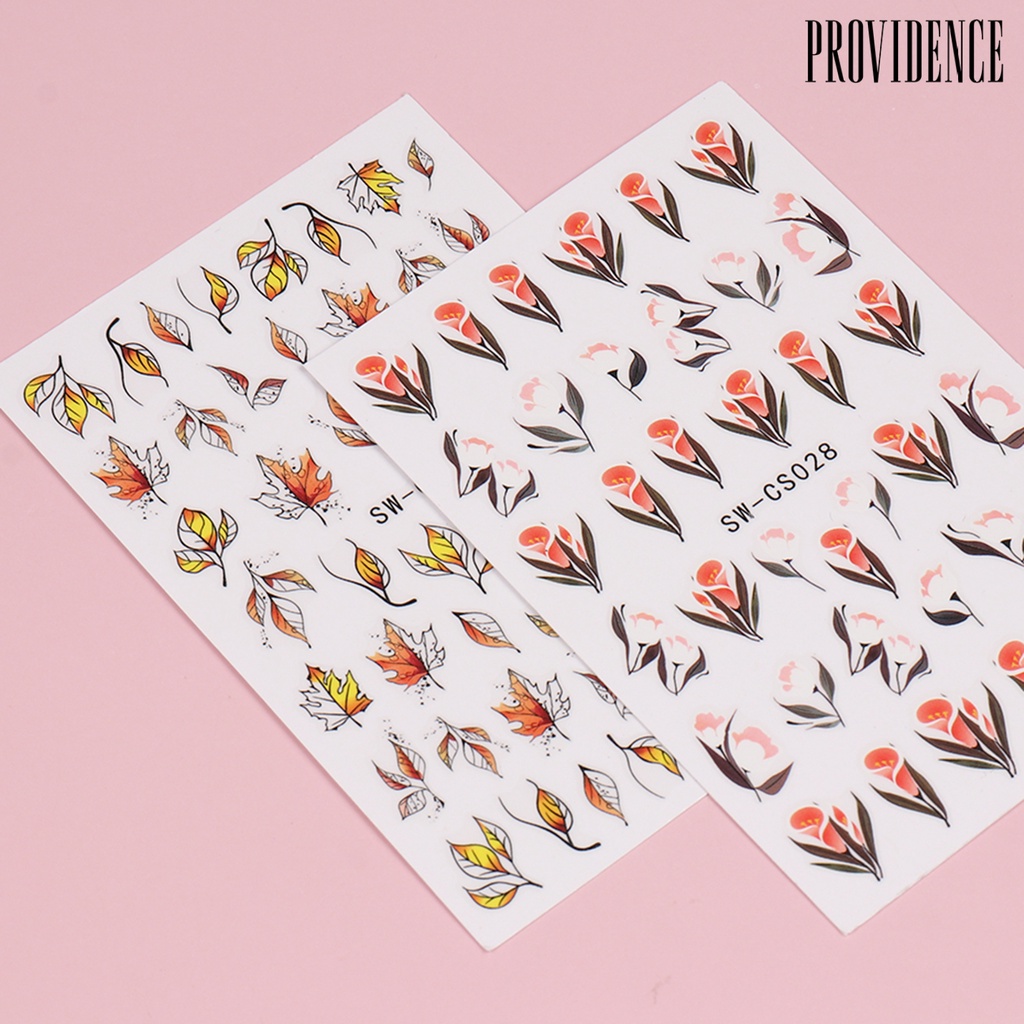 Stiker Kuku Decal Motif Daun Maple Efek Visual Untuk Salon