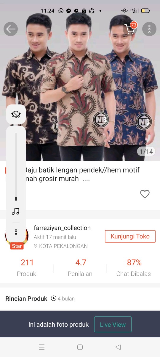 Murah Batik Kemeja Hem Pria Motif Kembang Gede Hitam Kemeja Seragam Pekalongan Alkhalis.