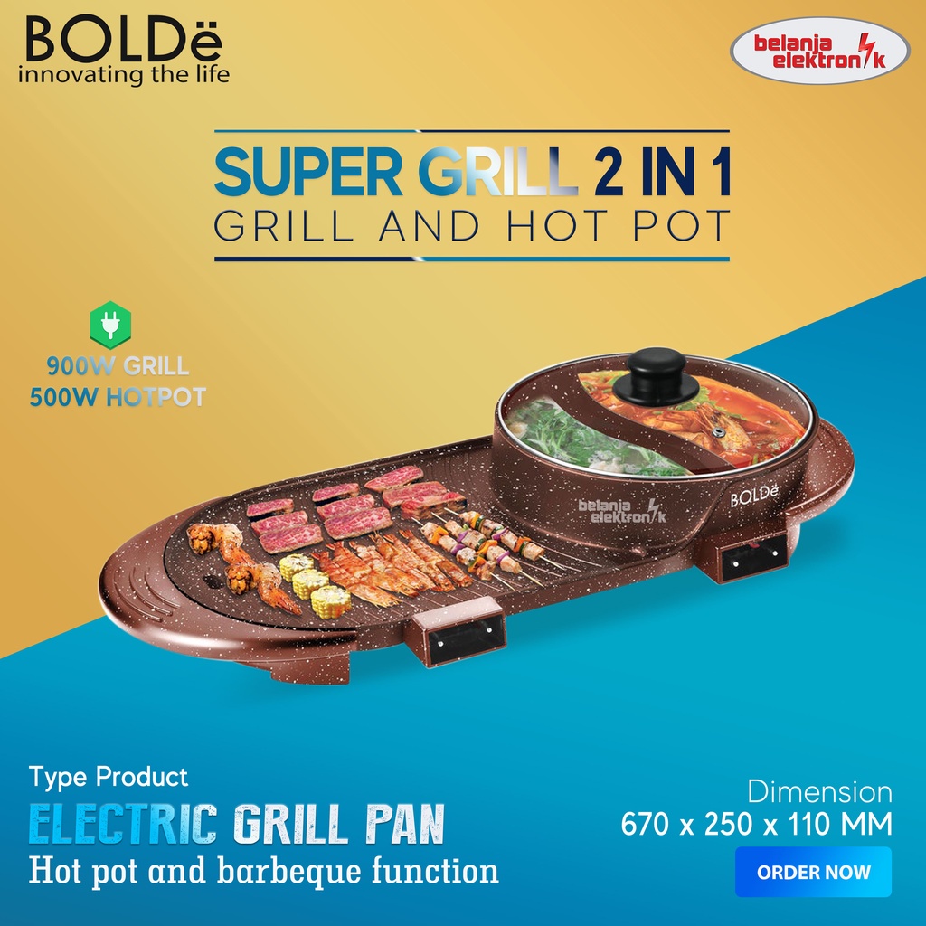 Jual BOLDE SUPER ELECTRIC GRILL PAN 2 IN 1 PANGGANGAN ELEKTRIK BBQ HOT