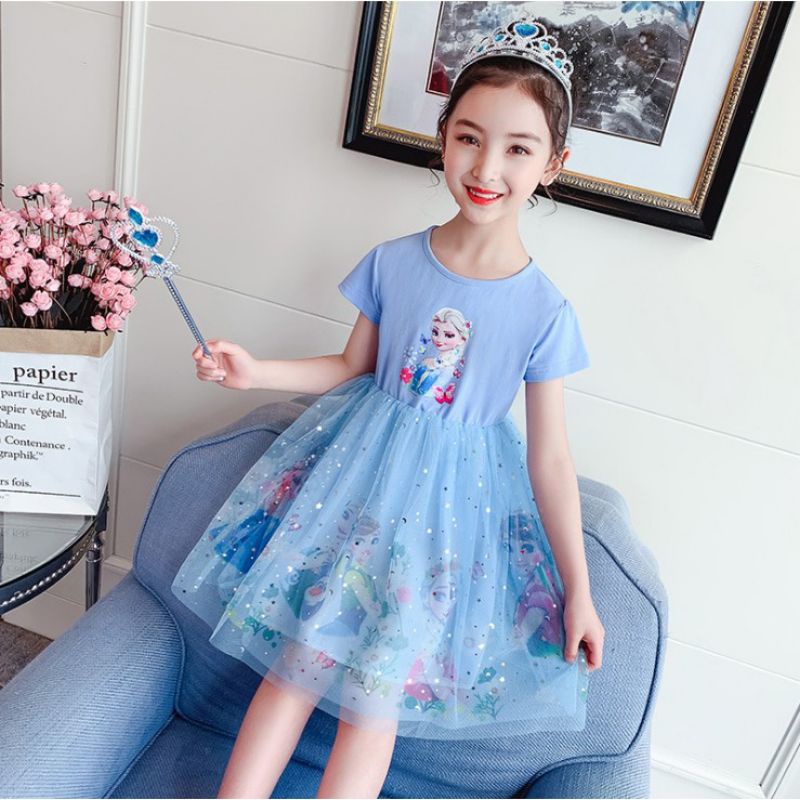 DRESS FROZEN ANAK ROK TUTU PRINT IMPORT / BAJU ANAK PEREMPUAN ROK TUTU FROZEN PRINT IMPORT