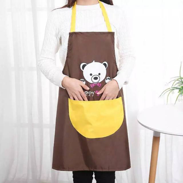 Celemek dapur waterproof happy bear