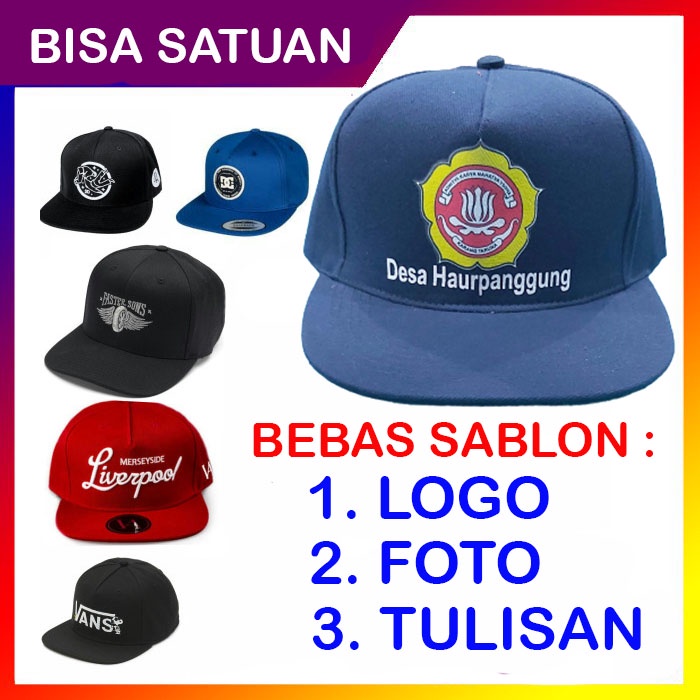 Topi snapback SABLON logo  nama dan gambar bebas custom  satuan BUKAN BORDIR