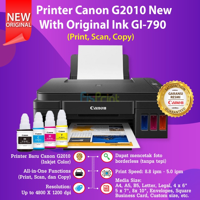 Printer Canon PIXMA G2010 G-2010 G 2010 Print Scan Copy Multifunciton All in One New