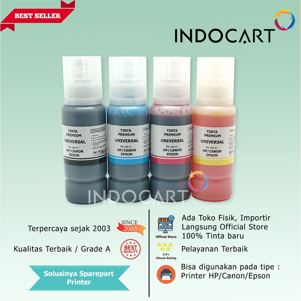 IndoCart Tinta Premium Universal HP Canon Epson-Dye Ink-Female Cap-100