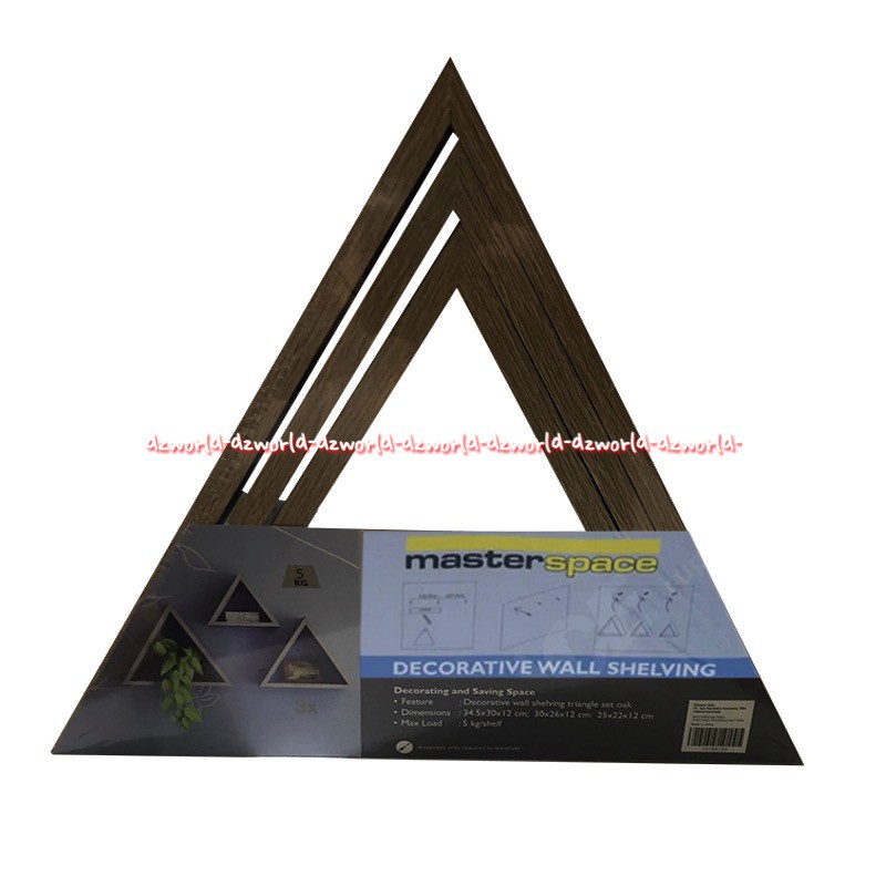 Masterspace Set 3pcs Decorate Wall Shelving Triangle Rak Dinding Triangle Model Segitiga Master Space Bahan Kayu
