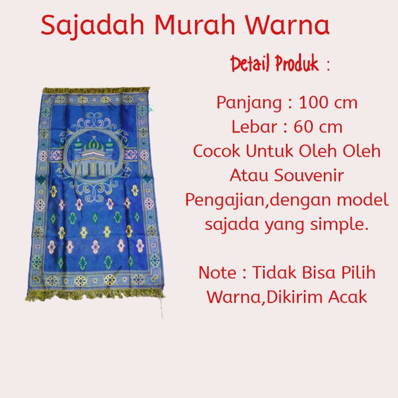 Sajadah Murah Motif Warna Random Dan Motif Random