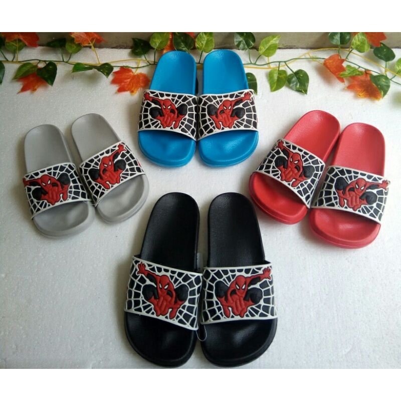 Porto- Sandal Selop Anak Karet Motif Kartun Spiderman 1023B-1