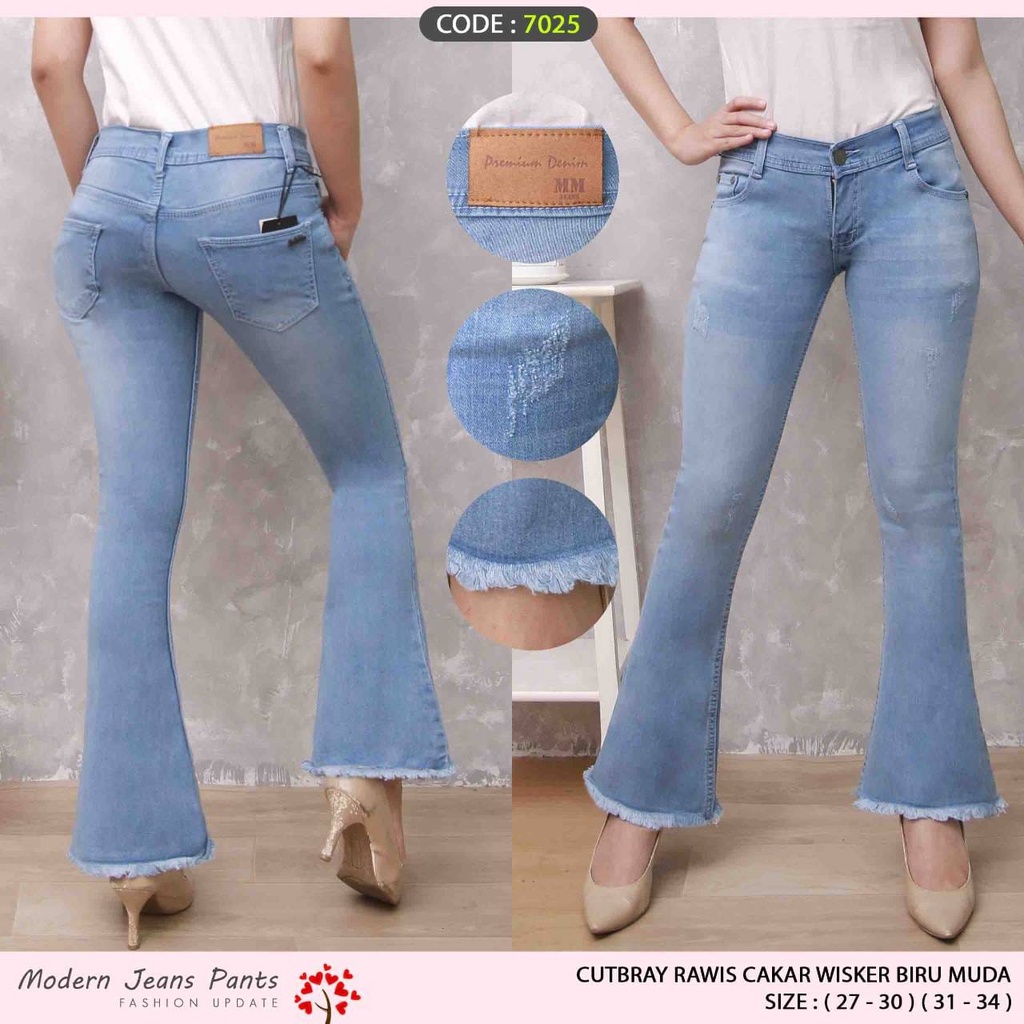 Celana Panjang Jeans Wanita Cutbray Rawis Cakar Whisker 27-30 31-34 Bisa Bayar Ditempat(COD)