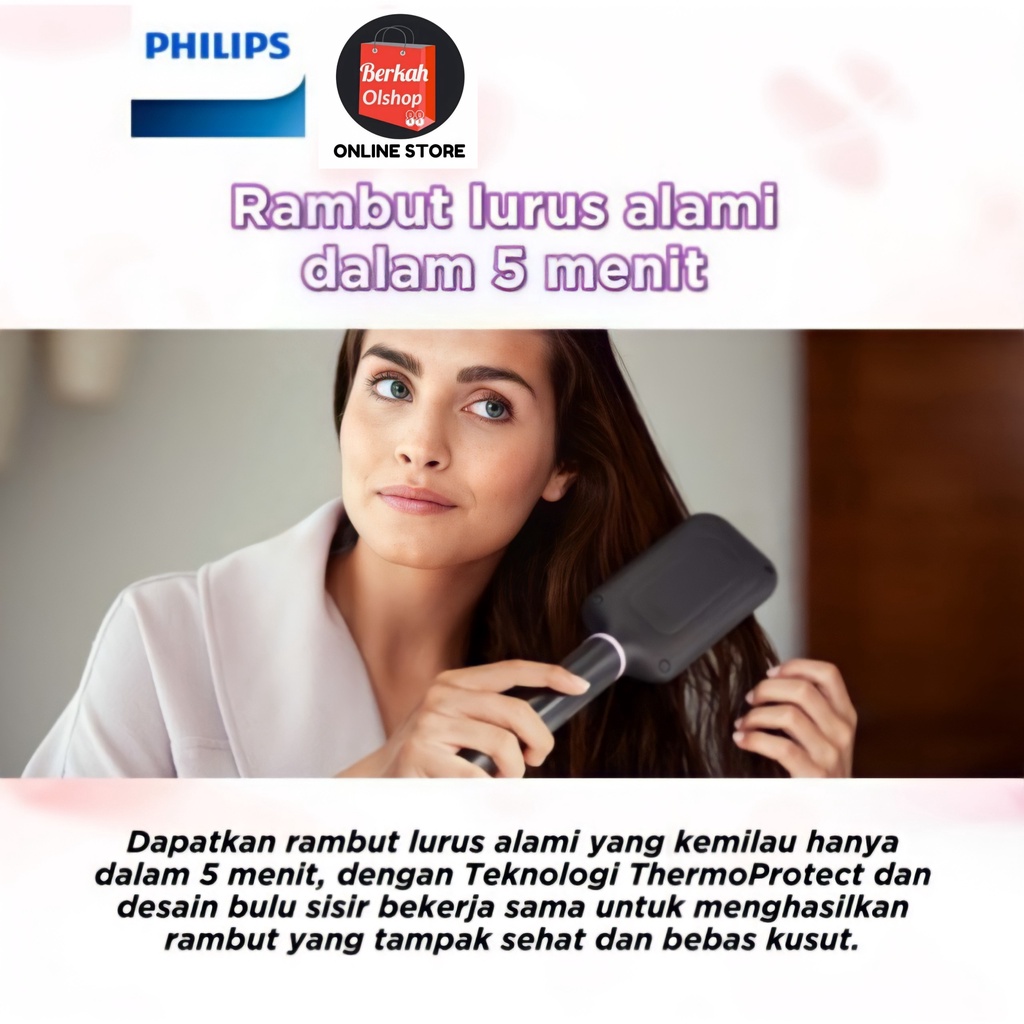 Berkah Oldshop 88 - Sisir Pelurus Rambut Elektrik BHH 880 dengan Pemanas - Philips Heated Straightening BHH880