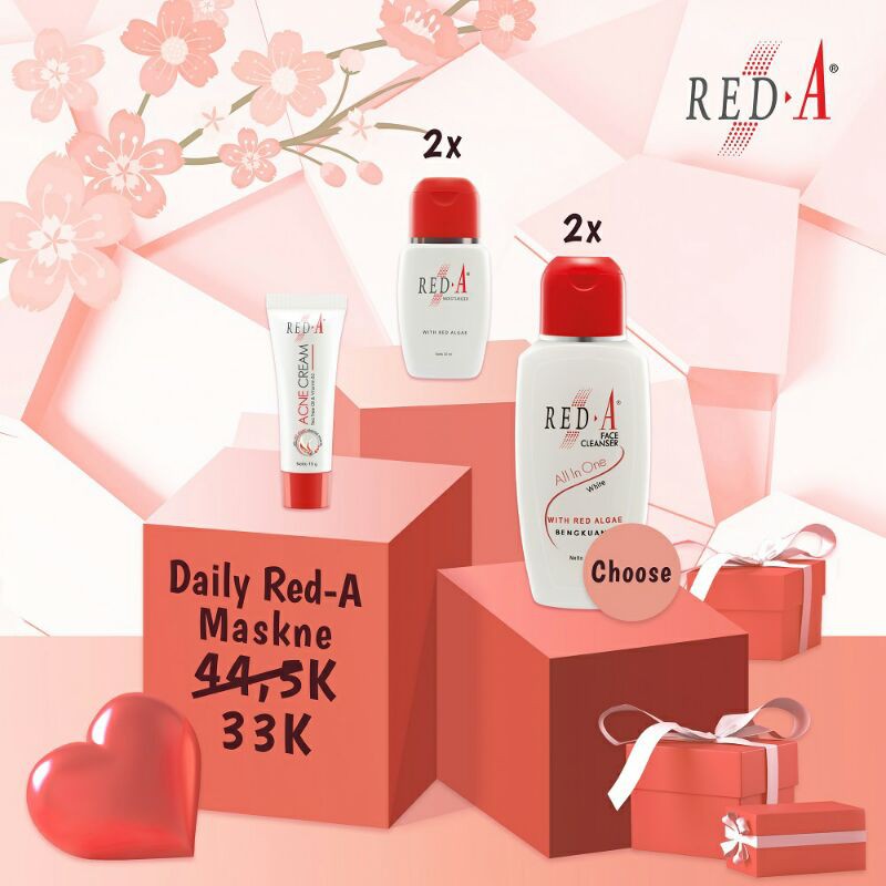Paket All In One Face Cleanser Acne Cream Pelembab Moisturizer Red A
