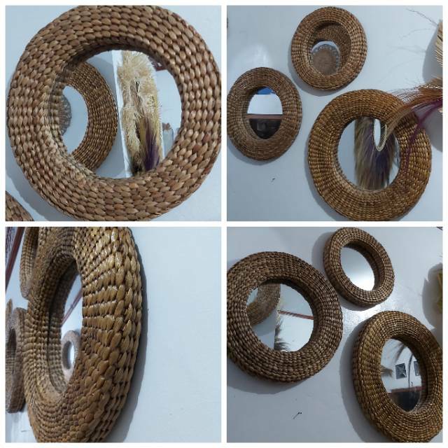 Kaca cermin dinding wastafel bulat wall decor aesthetic