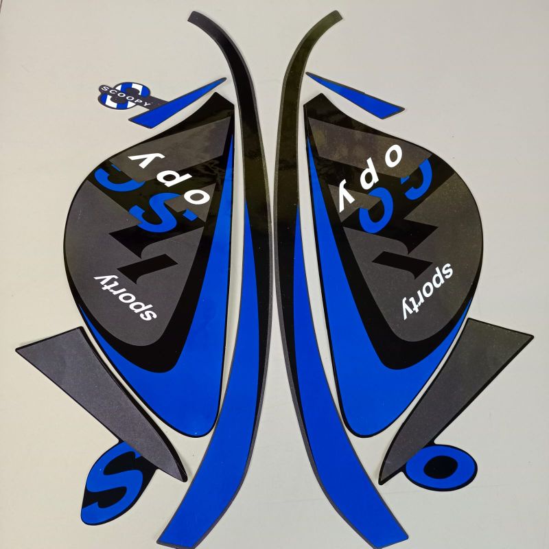 stiker striping motor honda scoopy 2020 2021 sporty hitam biru body standar