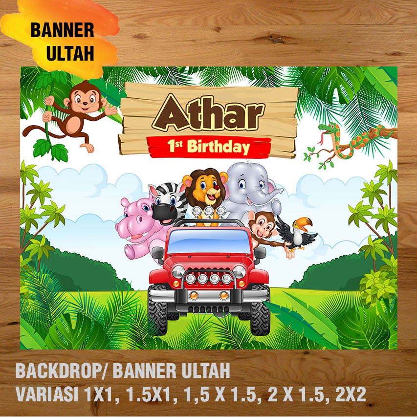 Berkah_Seratus Kebun Binatang /Zoo/Animal Banner/ Backdrop/ Spanduk Ulang Tahun Ul-Tah
