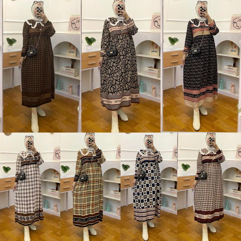 MIDIDRESS AMEERA / MIDI DRESS Muslim / MIDI DRESS Rayon Adem Kekinian / Dress Wanita / Dress Motif /