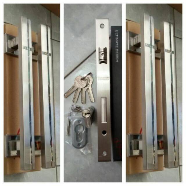 Handle pintu minimalis 33cm 2set+kunci