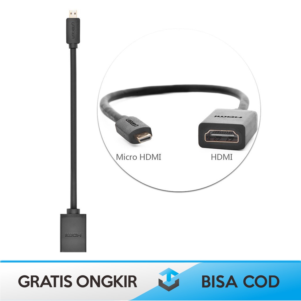 KABEL ADAPTER MICRO HDMI TO HDMI UGREEN SUPPORT SMARTPHONE &amp; 4K VIDEO