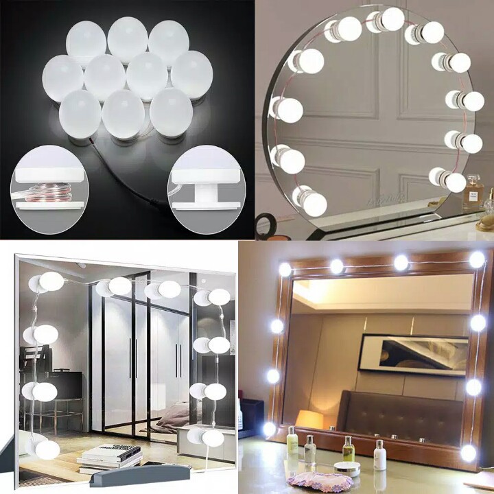 LAMPU LED MEJA RIAS MAKEUP LED Vanity Bulbs Mirror Light Kit TUMBLR CERMIN KACA [10 BOHLAM 3 WARNA ]