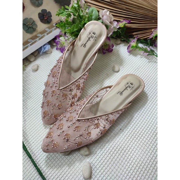 flatshoes wanita pesta wedding mewah Marrisa rosegold
