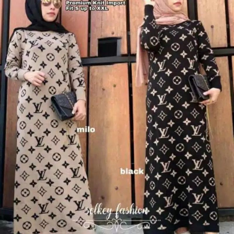 gamis LV, rajut katun tebal