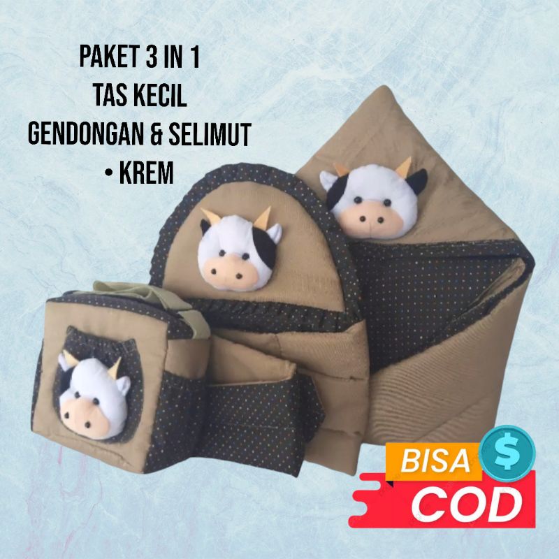 Paket 3 in 1 Gendongan bayi ,Tas bayi dan Selimut bayi