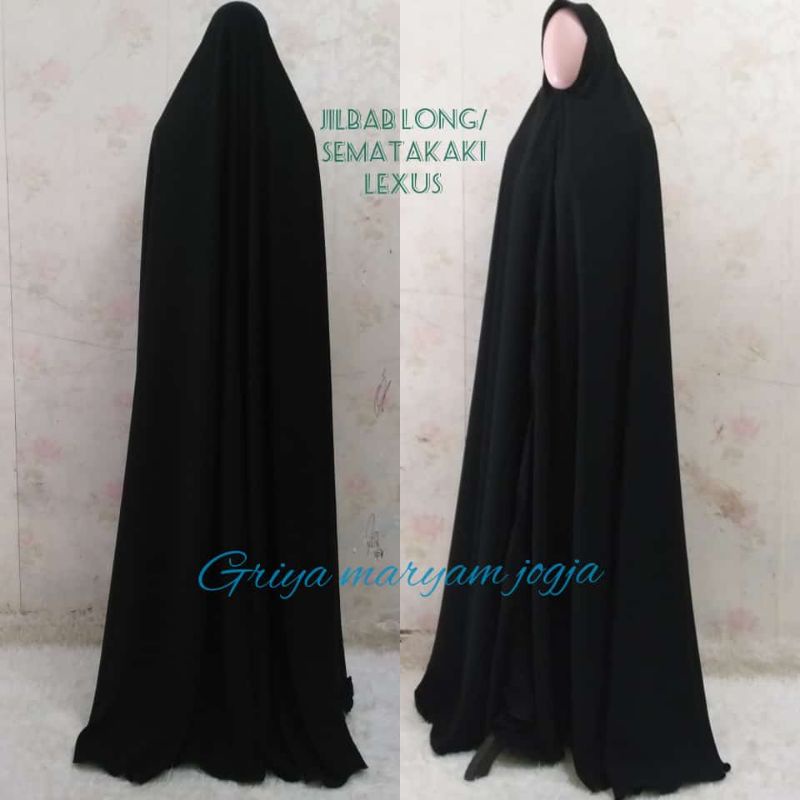 jilbab long kain lexus semata kaki/khimar floor tanpa lengan/jetblack lexus