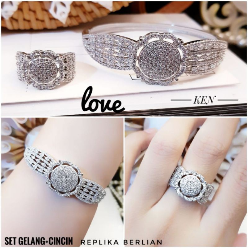 (AGS) TERMURAH Set Perhiasan Xuping Lapis Emas Gelang Cincin Berlian Gold Silver Permata Titanium