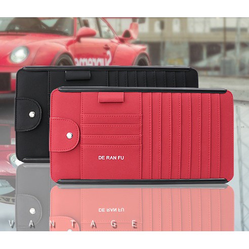 Holder Tempat CD Kaca Mata Pena Kartu Parkir E Toll Sunvisor DARENFU Mobil Kulit Sintentis Premium