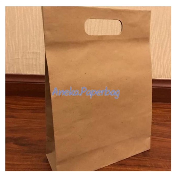 MINIMAL 20 PCS  PAPERBAG POUND COKLAT POLOS UK 25X10X35 / TAS KERTAS COKLAT / AMPLOP KERTAS COKLAT B