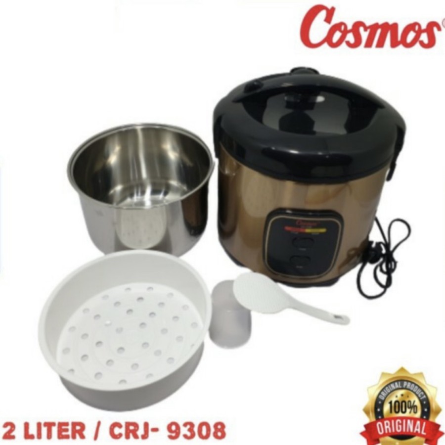 COSMOS CRJ 9308 - Magic Com Stainless  Steel - 3in1 Rice Cooker Stainless 2 Liter  - Garansi Resmi